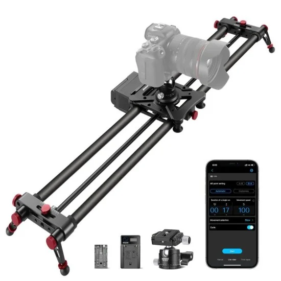 Neore Carbon Fiber Motorized Camera Slider with App and Remote Control - Black